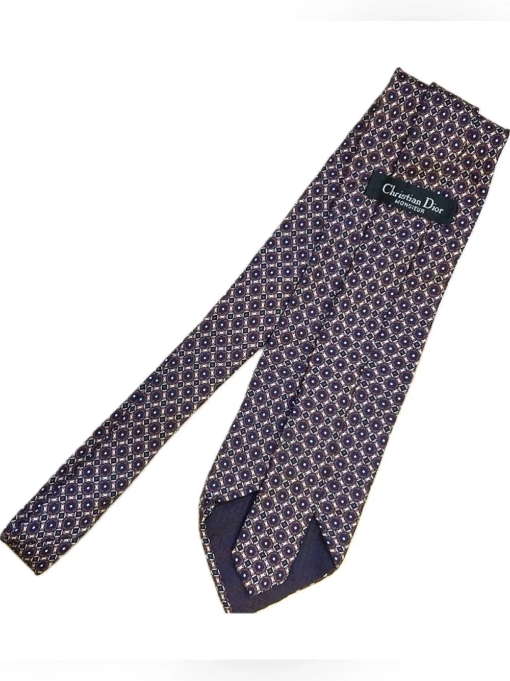 Christian Dior Monsieur All Silk Tie Geometric Design Imported Fabric Vi…